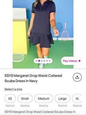 Margaret Drop-Waist Collared Scuba Dress in Navy